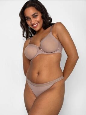 NWT Curvy Couture Sheer Mesh Full Coverage Unlined Underwire Bra